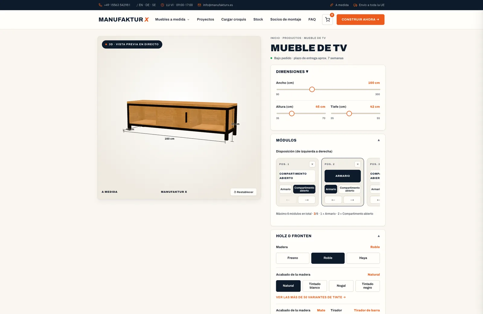 Mueble de TV - 3D-configurador, Manufaktur X
